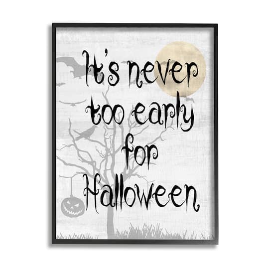Stupell Industries Never Too Early Halloween Scene Framed Giclee Art